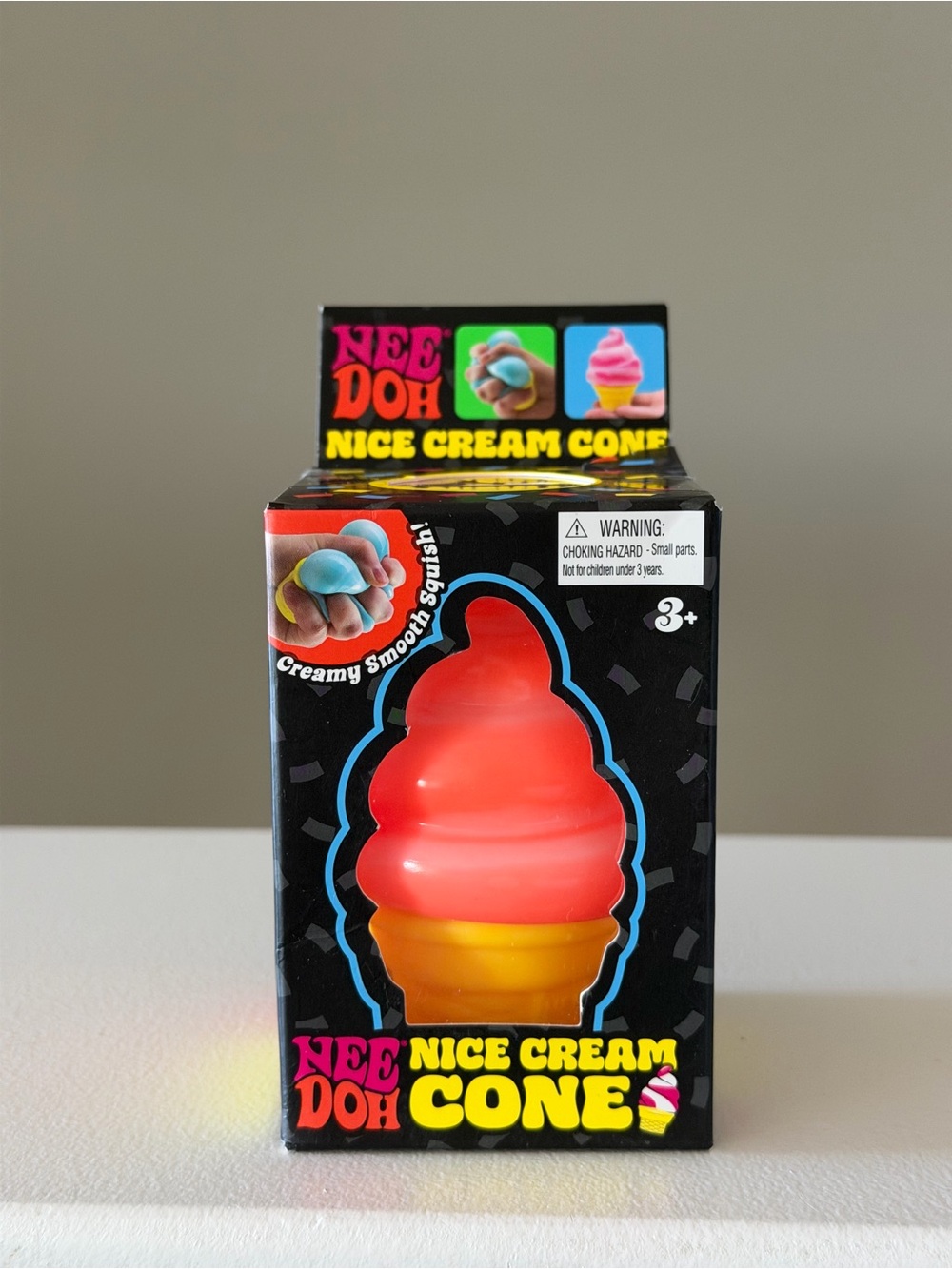 NeeDoh Nice Cream Cone Squishy Toy - Pink & Yellow